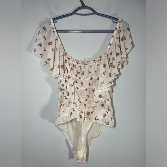FREE PEOPLE  Juliet Printed Bodysuit cream - Ivory Combo size S - Picture 6 of 11